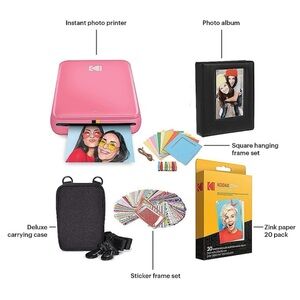 $6📦 ❥ Kodak Step Photo Printer 2x3 Zink Photo Paper, Case & More